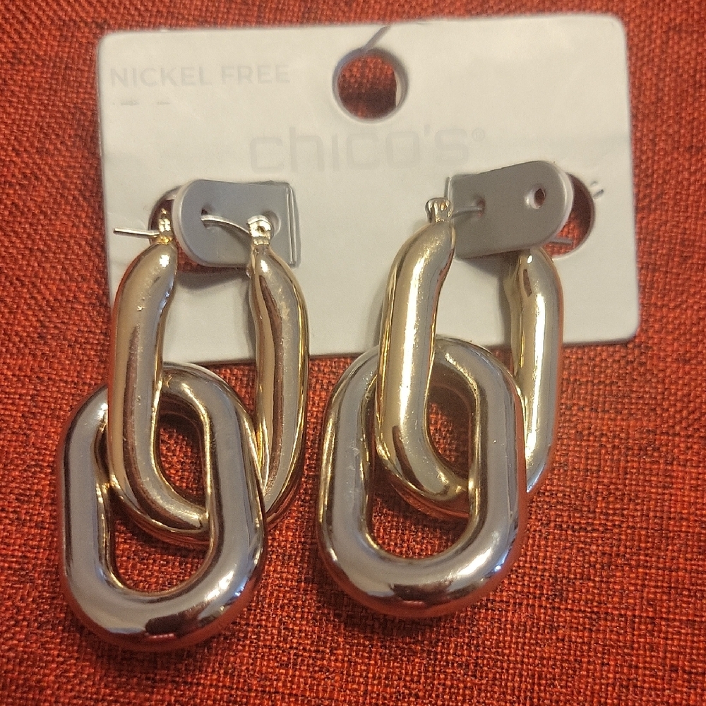 Chico's Elegant Gold and Silver Earrings